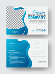 Double sided postcard, marketing agency postcard design. Business Postcard Template Design, Simple and Clean Modern Minimal Postcard Template, Business Postcard Layout 
