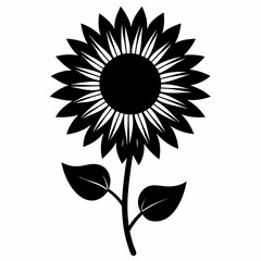 Fototapeta premium Sunflower Black silhouette