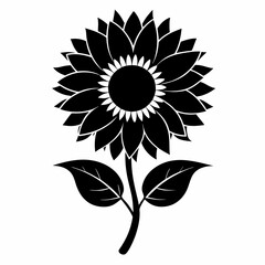 Fototapeta premium Sunflower Black silhouette
