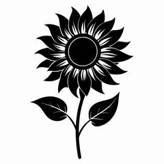 Fototapeta premium Sunflower Black silhouette
