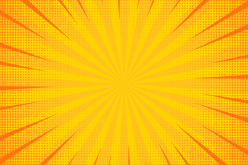 Yellow vintage background in pop art style. Bright striped cover for comic magazine. Retro halftone background. Vector illustration © _AsAnia_
