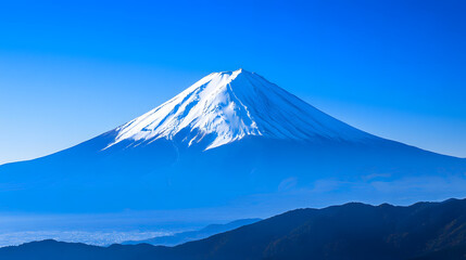 How about this: Snow-capped Fuji peak under a cloudy sky with a serene lake and winter landscape?