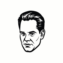 A fun vector cartoon portrait of a smiling man with glasses, his face and head clearly illustrated with expressive eyes and black hair
A smiling cartoon man's face with glasses, a vector illustration 