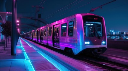 Naklejka premium Train Station at Night