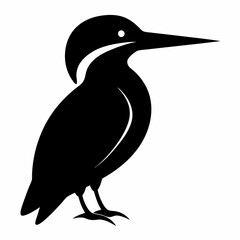 Kingfisher isolated on white background, Kingfisher vector illustration, bird on a branch vector art, Kingfisher silhouette, bird vector icon, Kingfisher on a branch line art, eps