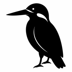 Kingfisher isolated on white background, Kingfisher vector illustration, bird on a branch vector art, Kingfisher silhouette, bird vector icon, Kingfisher on a branch line art, eps