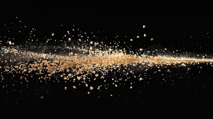 Fototapeta premium Sand Particles in Linear Splash Effect on Black Background