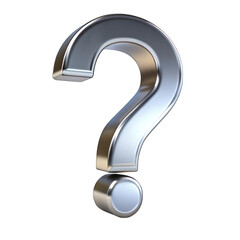 Naklejka premium A silver question mark on transparent background