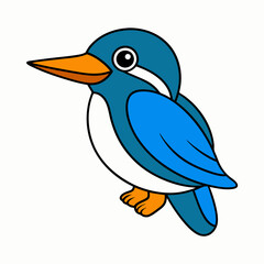 Kingfisher isolated on white background, Kingfisher vector illustration, bird on a branch vector art, Kingfisher silhouette, bird vector icon, Kingfisher on a branch line art, eps