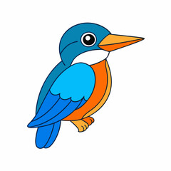 Kingfisher isolated on white background, Kingfisher vector illustration, bird on a branch vector art, Kingfisher silhouette, bird vector icon, Kingfisher on a branch line art, eps