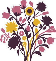 Vector big set of silhouette flowers stock illustration. Seamless vector textile floral border design for textile fabrics, ceramic tiles and wallpapers