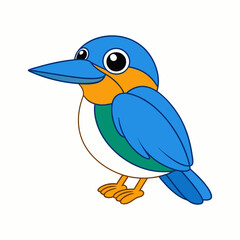 Kingfisher isolated on white background, Kingfisher vector illustration, bird on a branch vector art, Kingfisher silhouette, bird vector icon, Kingfisher on a branch line art, eps