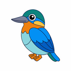 Kingfisher isolated on white background, Kingfisher vector illustration, bird on a branch vector art, Kingfisher silhouette, bird vector icon, Kingfisher on a branch line art, eps