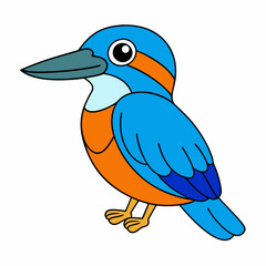 Kingfisher isolated on white background, Kingfisher vector illustration, bird on a branch vector art, Kingfisher silhouette, bird vector icon, Kingfisher on a branch line art, eps