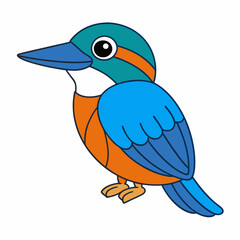 Kingfisher isolated on white background, Kingfisher vector illustration, bird on a branch vector art, Kingfisher silhouette, bird vector icon, Kingfisher on a branch line art, eps