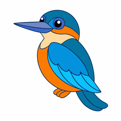 Obraz premium Kingfisher isolated on white background, Kingfisher vector illustration, bird on a branch vector art, Kingfisher silhouette, bird vector icon, Kingfisher on a branch line art, eps