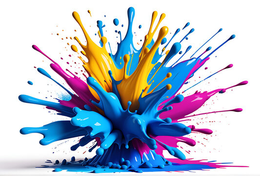 bright blue holi paint exploding colorful burst white background