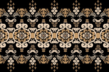 Saree Sarong Motifs Ikat floral paisley embroidery floral.ikat ethnic oriental pattern traditional.Ikat embroidery style abstract embroidery design for texture, fabric, clothing, wrapping, decoration