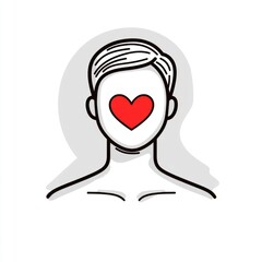 Naklejka premium Man with a Heart on his Face