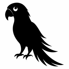 Macaw isolated on white background, Macaw vector illustration, bird on a branch vector art, Macaw silhouette, bird vector icon, Macaw on a branch line art, eps