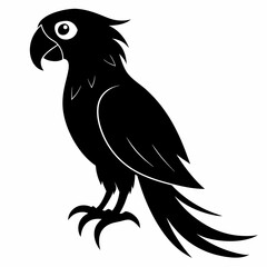 Macaw isolated on white background, Macaw vector illustration, bird on a branch vector art, Macaw silhouette, bird vector icon, Macaw on a branch line art, eps