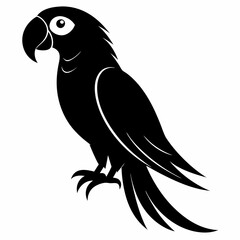 Macaw isolated on white background, Macaw vector illustration, bird on a branch vector art, Macaw silhouette, bird vector icon, Macaw on a branch line art, eps