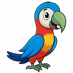 Macaw isolated on white background, Macaw vector illustration, bird on a branch vector art, Macaw silhouette, bird vector icon, Macaw on a branch line art, eps