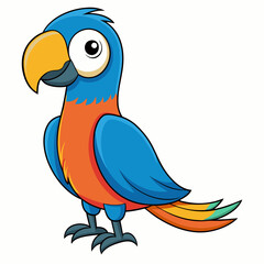 Macaw isolated on white background, Macaw vector illustration, bird on a branch vector art, Macaw silhouette, bird vector icon, Macaw on a branch line art, eps