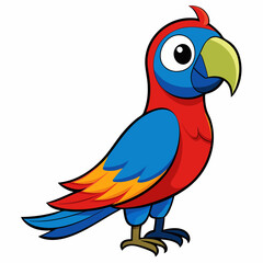 Macaw isolated on white background, Macaw vector illustration, bird on a branch vector art, Macaw silhouette, bird vector icon, Macaw on a branch line art, eps