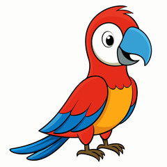 Fototapeta premium Macaw isolated on white background, Macaw vector illustration, bird on a branch vector art, Macaw silhouette, bird vector icon, Macaw on a branch line art, eps
