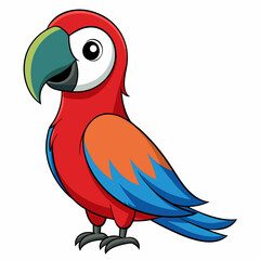 Macaw isolated on white background, Macaw vector illustration, bird on a branch vector art, Macaw silhouette, bird vector icon, Macaw on a branch line art, eps