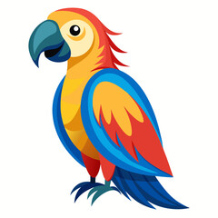 Macaw isolated on white background, Macaw vector illustration, bird on a branch vector art, Macaw silhouette, bird vector icon, Macaw on a branch line art, eps