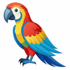 Macaw isolated on white background, Macaw vector illustration, bird on a branch vector art, Macaw silhouette, bird vector icon, Macaw on a branch line art, eps