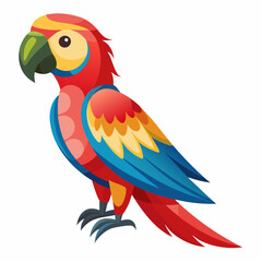 Macaw isolated on white background, Macaw vector illustration, bird on a branch vector art, Macaw silhouette, bird vector icon, Macaw on a branch line art, eps