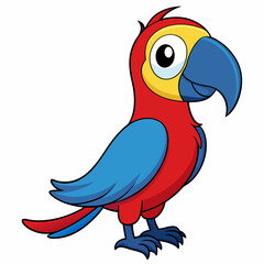 Macaw isolated on white background, Macaw vector illustration, bird on a branch vector art, Macaw silhouette, bird vector icon, Macaw on a branch line art, eps