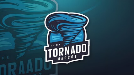 Modern illustration concept style for a badge featuring the Tornado mascot logo design in vector form