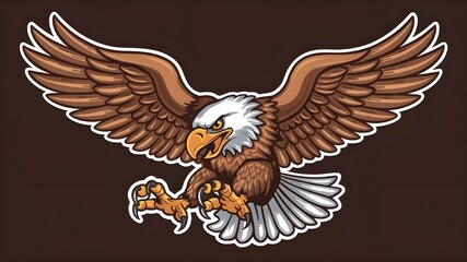 Fototapeta premium A powerful and magnificent eagle mascot, representing freedom and resolve with its eyes fixed forward and wings spread wide, Mascot Logo, Animals
