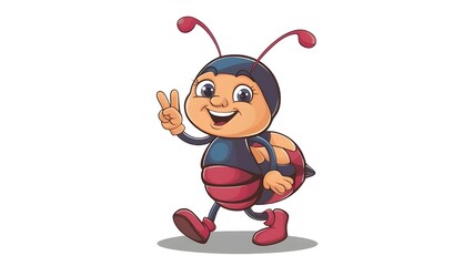 Fototapeta premium isolated vector of a cartoon ant character. Funny and adorable insect clipart. Walking with a show-stop gesture, the termite mascot is childish.