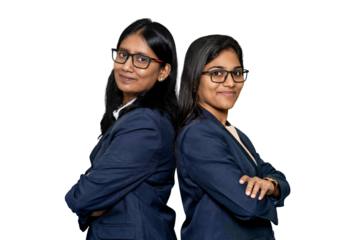 Empowered Indian Women Female Colleague back to Back Leaders in Business, Symbol of Diversity and Inclusion, Embracing Girl Power