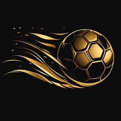 logo, gold silhouette of a soccer ball on a black background