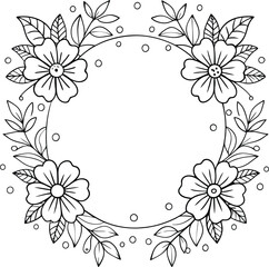 Hand drawn floral frame line art illustration 