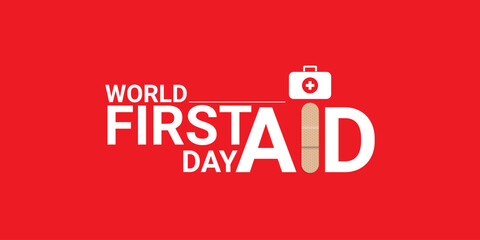 World First Aid Day. Global observance is held on the second Saturday in September. World First Aid Day concept Vector Illustration., International Doctor's Day, Happy Doctor's Day, First Aid box