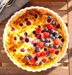 Healthy cottage cheese and berry bake