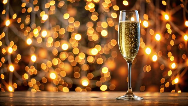 Crystal clear glass of bubbly champagne on a festive occasion, celebration, drink, alcohol, luxury, elegant, sparkling