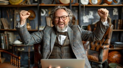 Cheerful office team laughing together near laptop, building strong bonds and enjoying work