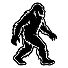 Obraz premium Sticker design of bigfoot walking in a silhouette style