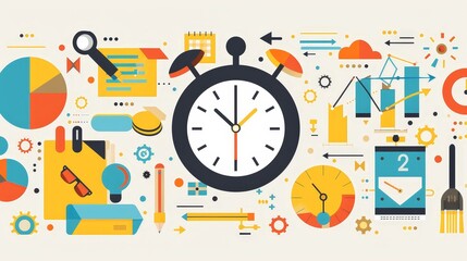 Obraz premium Develop an infographic that provides a guide to effective time management. Include tips on prioritizing tasks, setting goals, and avoiding procrastination.