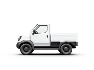 Fototapeta premium Electric utility vehicles in a corporate fleet, side view, minimalist design, isolated on white background