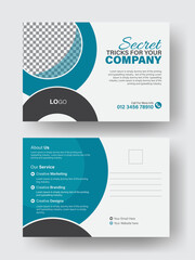 Marketing agency postcard design, agency corporate business postcard, postcard flyer vector Template