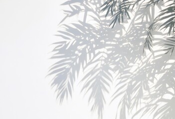 shadows of palm tree leaves casting on a white wall